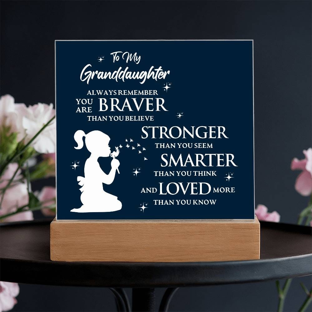 Gift for GrandDaughter "Loved More Than You Know" - Acrylic Square Plaque